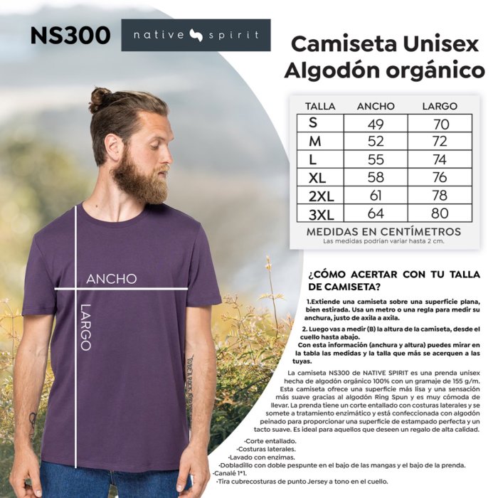 Native Spirit NS300 - Camiseta unisex algodón orgánico