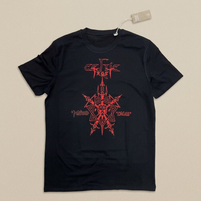 Camiseta negra, emblema - Impresión directa DTG