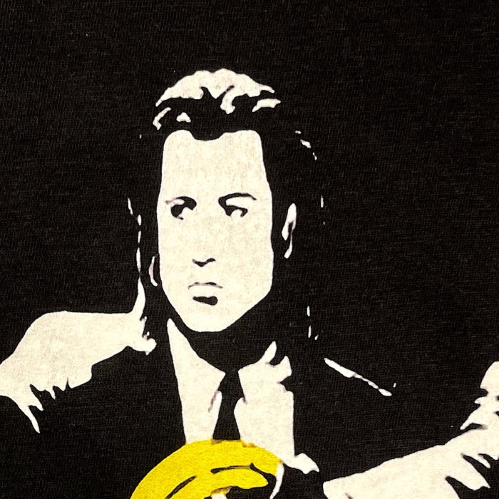 Camiseta negra, retrato ilustrado - Impresión directa DTG