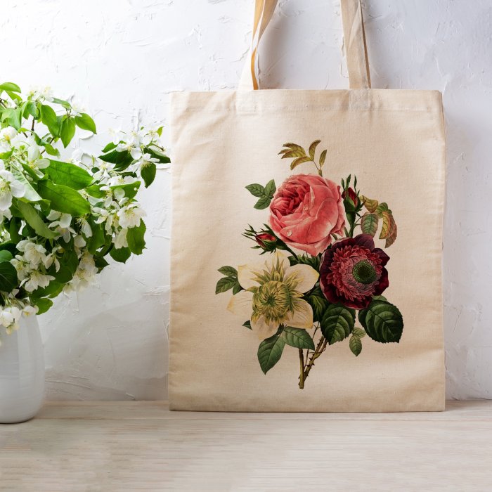 Bolsa de tela con estampado floral