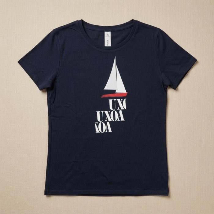 Camiseta azul marino, velero - Impresión directa DTG
